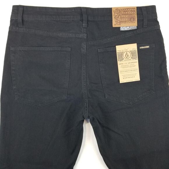 Volcom Vorta Slim Straight Jeans Mens 34x32 Black Denim A4902005 NWT - Picture 7 of 12